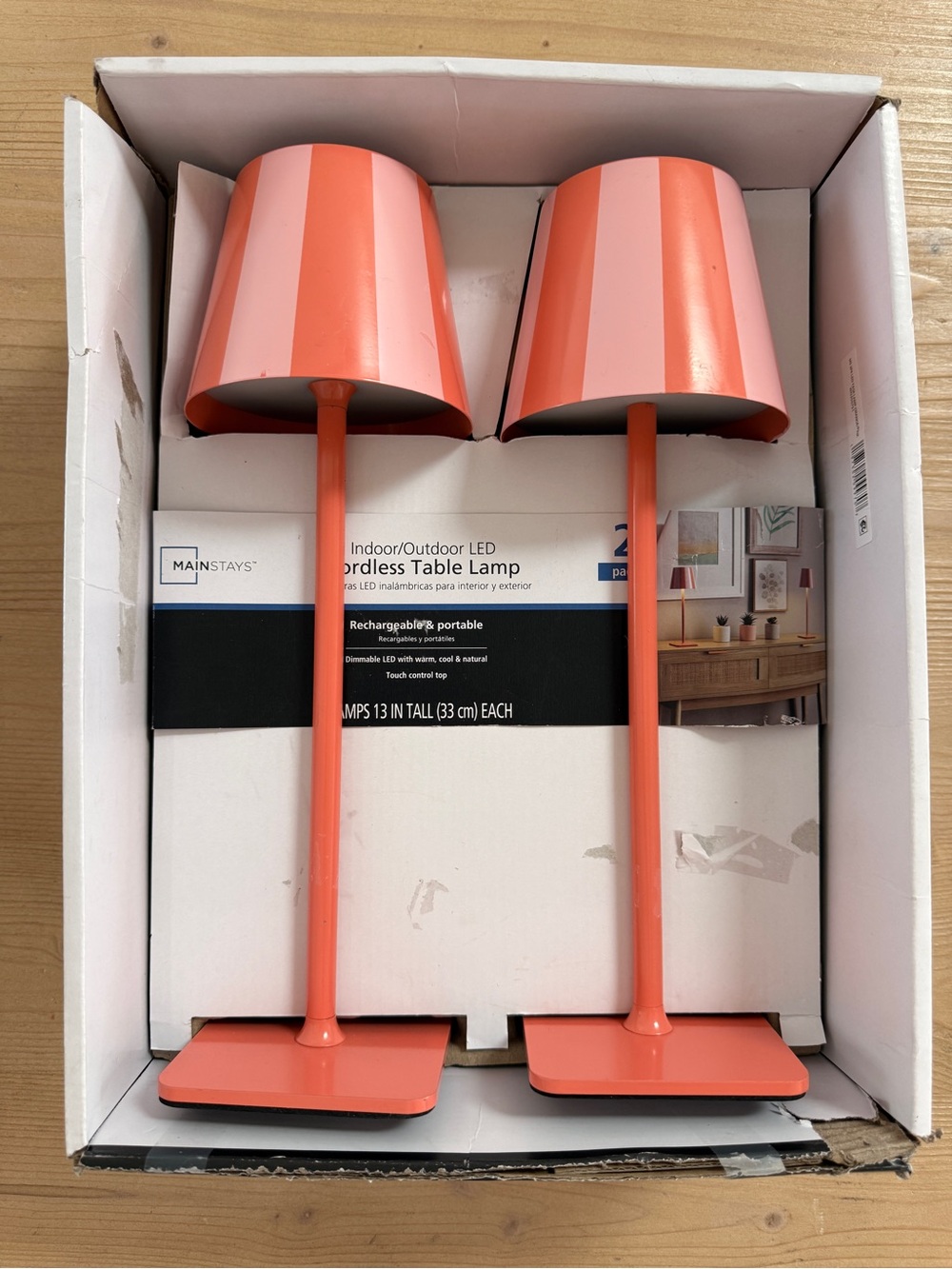 Mainstays Coral Indoor/Outdoor Cordless Table Lamp - Pair